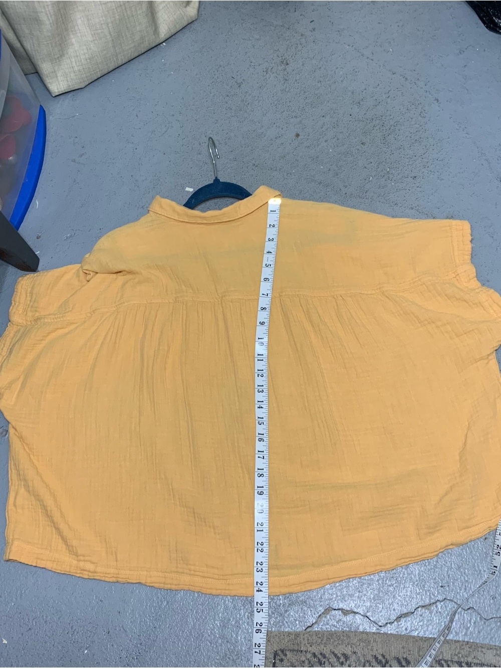 Orange Gauze Button-Down Shirt Cotton Relaxe Boxy Fit XXL Short Sleeves - Picture 7 of 9